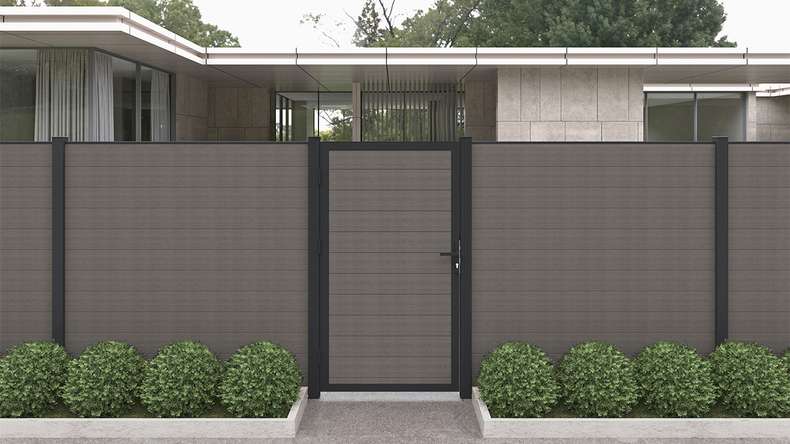 planeo INFINITY - WPC CoEx Steckzaun Dunkelgrau 176 x 183 cm