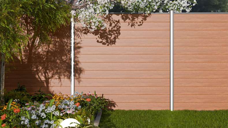 planeo Gardence Simply Small - PVC-Steckzaun Golden Oak 180 x 180 cm
