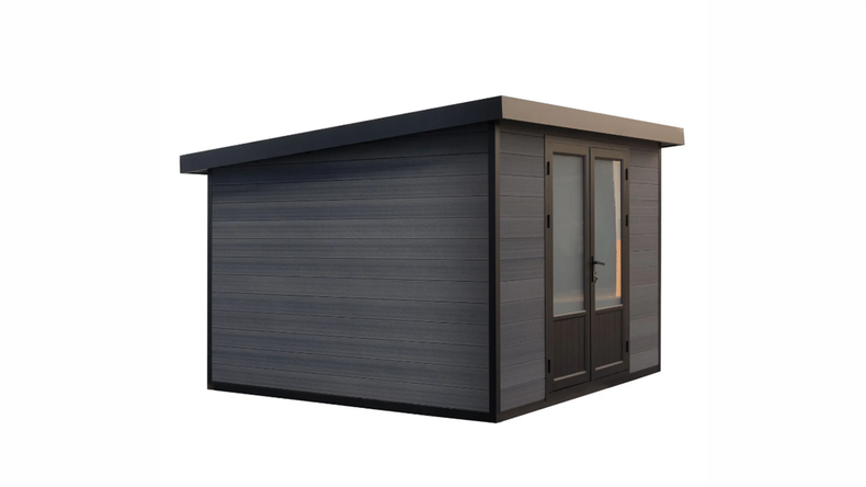 planeo WPC CoEx Pultdach Gartenhaus XL - Anthrazit 400 x 300 cm