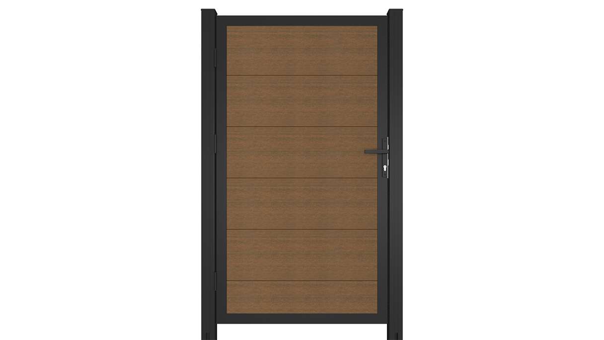 planeo INFINITY XL-Board - WPC CoEx Universaltor Burma Teak mit Anthrazit Alurahmen 100 x 180 cm