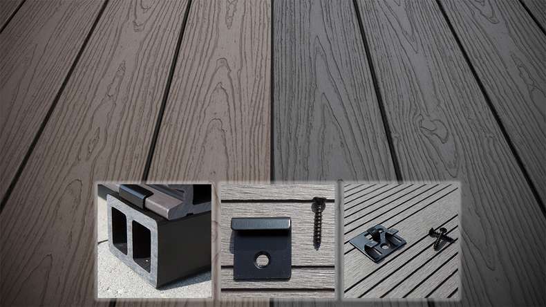planeo CoEXWood WPC-Terrasse Komplett-Set Massivdiele - Grau/Zement strukturiert