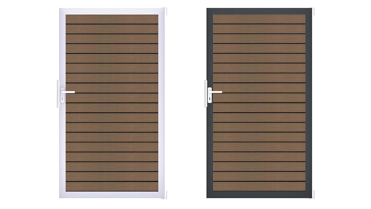 planeo Gardence Trendy - BPC-Rhombus Universaltor - Teak co-extrudiert mit Alu-Rahmen 100 x 180 x 4cm