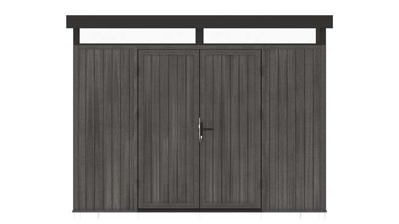 planeo WPC CoEx Flachdach Gartenhaus L - Dunkelgrau 300 x 292 x 226.5 cm