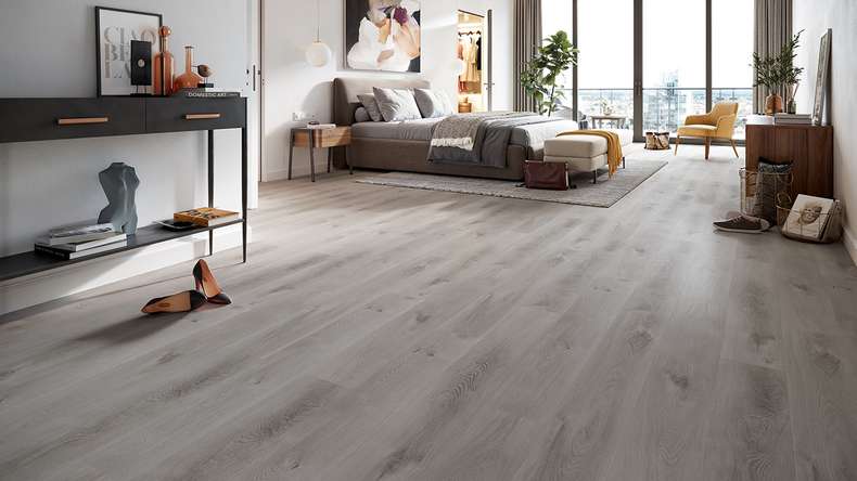 planeo Rigid Klick Vinyl - HOMEtec Basic 30 IXPE Soft Mid Grey | Trittschalldämmung integr. (RP-E30-7)