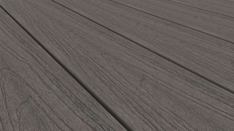 planeo WOODLine Nature - 3m WPC CoEx ummantelte Terrassendiele Verbundprofil leicht - Dunkelgrau strukturiert/glatt gebürstet