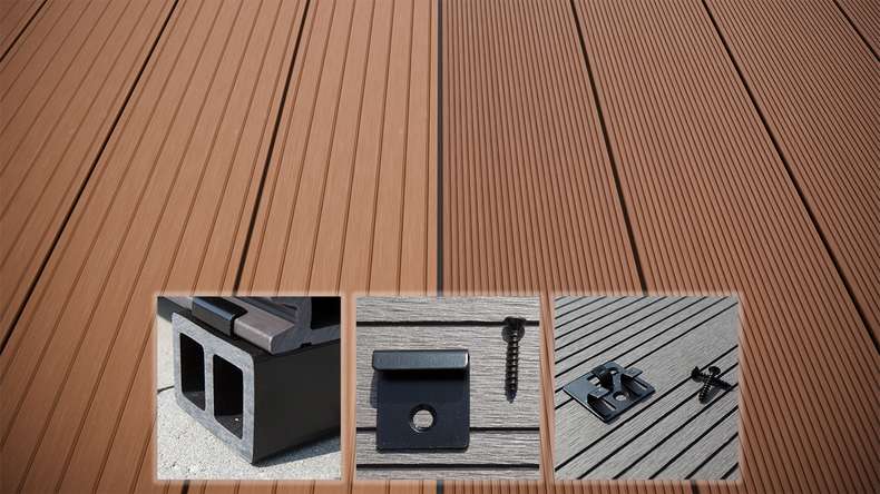 planeo LightWood WPC-Terrasse Komplett-Set Hohlkammerdiele - Hellbraun gerillt/genutet