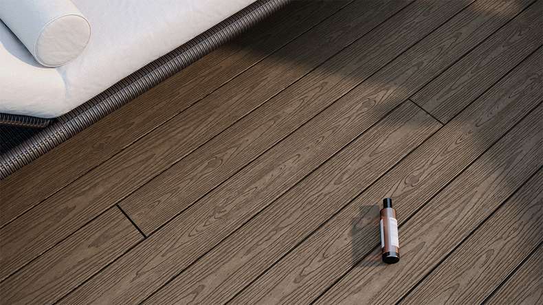 planeo CoEXWood WPC-Terrasse Komplett-Set Massivdiele 3m (42.34m²) - Hellbraun/Dunkelbraun strukturiert