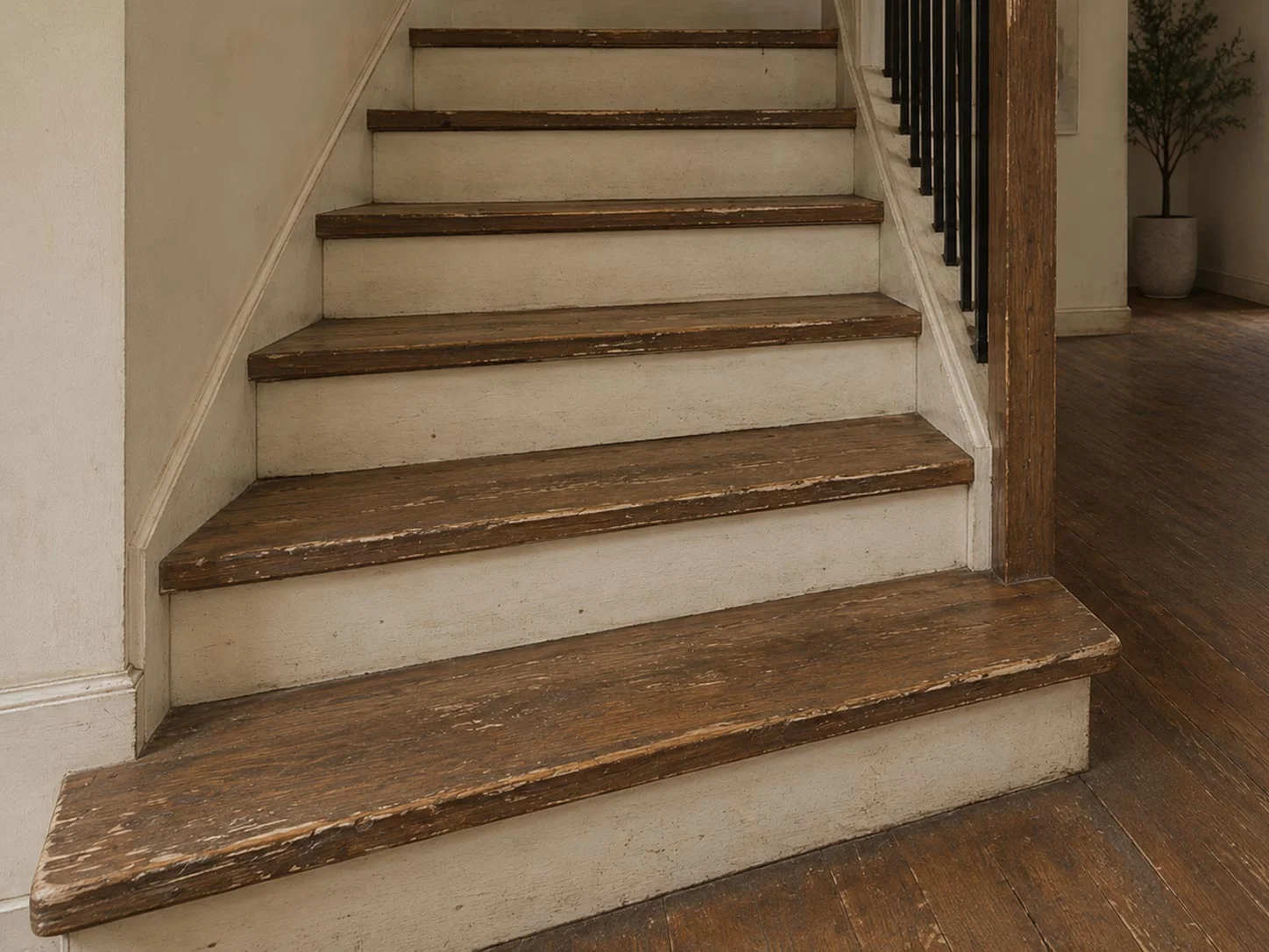 Holztreppe mit Setzstufe