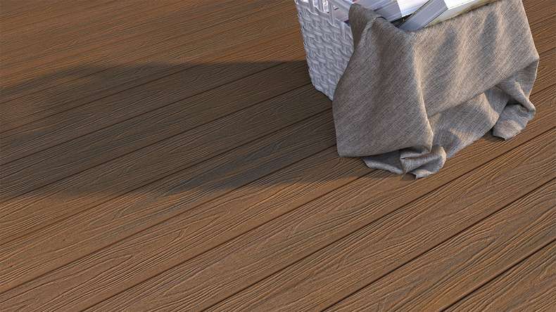 planeo WOODLine Nature - 3m WPC CoEx ummantelte Terrassendiele Verbundprofil leicht - Burma Teak strukturiert/glatt gebürstet