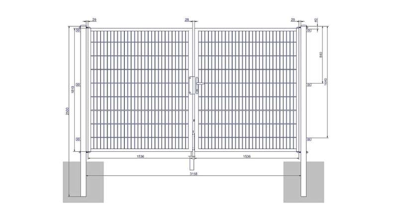 planeo Universaltor medium 2-flg. Anthrazit H 1800 x B 3000 mm inkl. Torpfosten