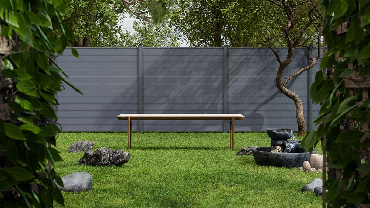 planeo Gardence Simply Small - PVC-Steckzaun Anthrazitgrau 180 x 180 cm