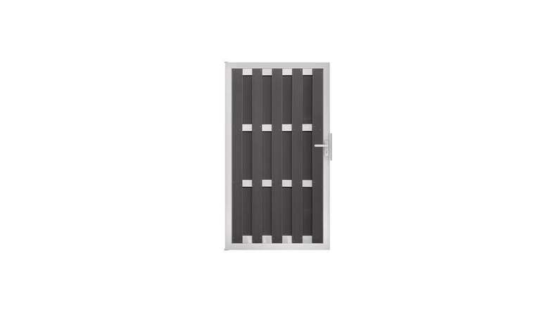 planeo Gardence Premade - BPC-Tor DIN Links Anthrazit 100 x 180 x 4,0cm - Rahmen Silber
