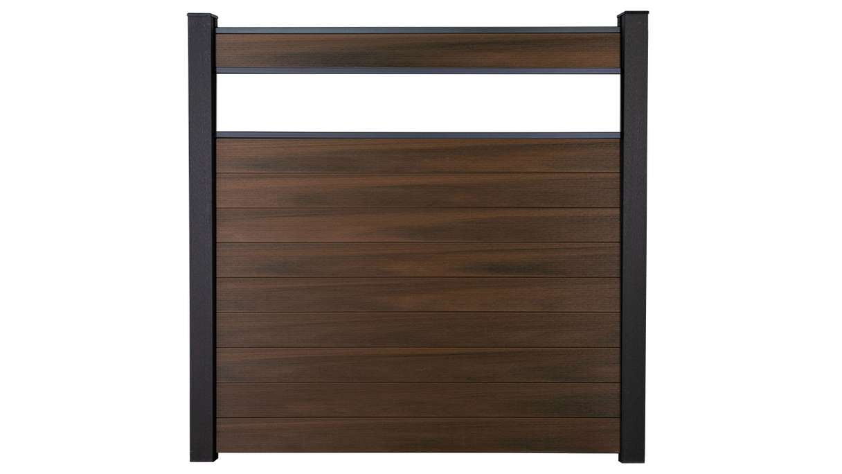 planeo Gardence Strong - BPC-Steckzaun Glas Satiniert Walnuss co-ex 180 x 180 cm