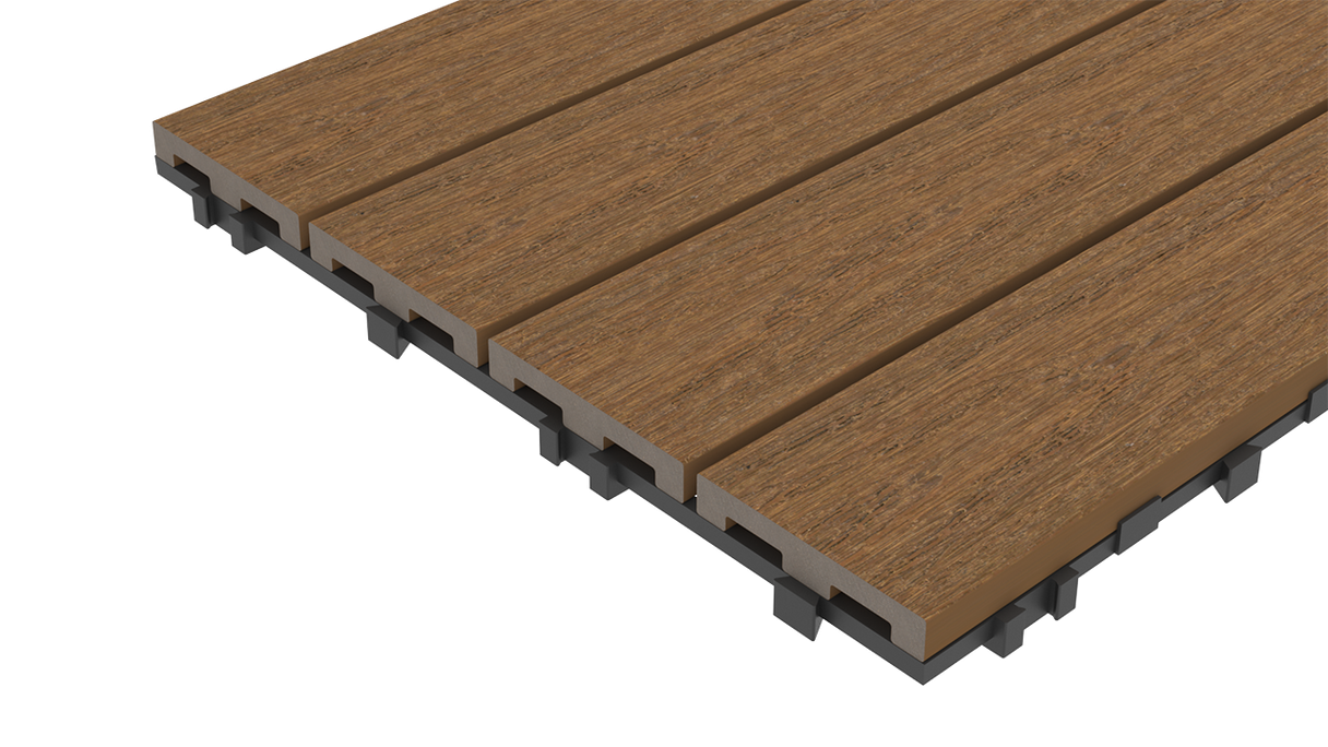 planeo WPC-CoEx-Terrassenfliese Burma Teak 90x30 cm