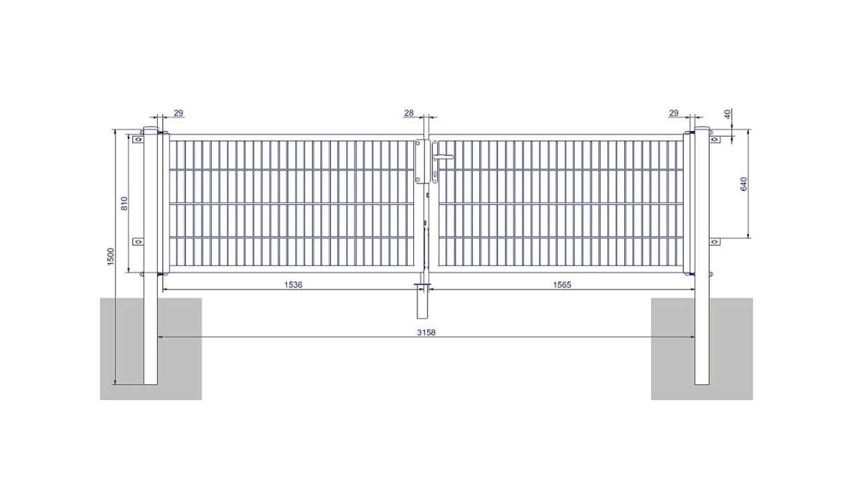 planeo Universaltor medium 2-flg. Anthrazit inkl. Torpfosten
