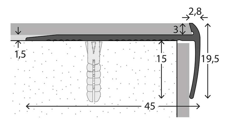 planeo Treppenkantenprofil 791 Silber 250 cm