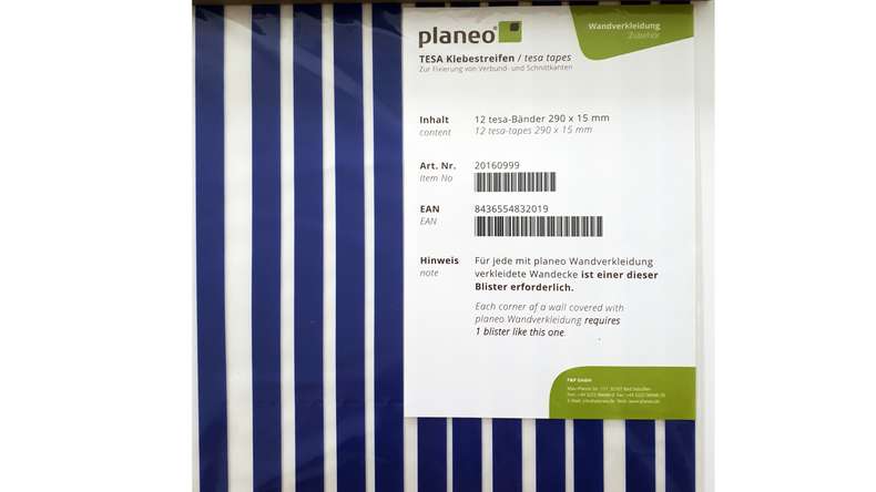 planeo Wandverkleidung Zubehör - TESA Klebestreifen 290 x 15 mm - 12 Stk.