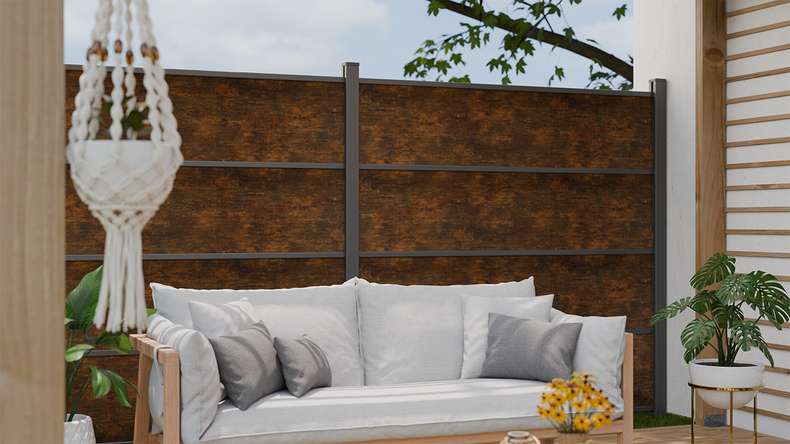 planeo Gardence Resistant - HPL-Steckzaun Rostoptik 180 x 183 cm