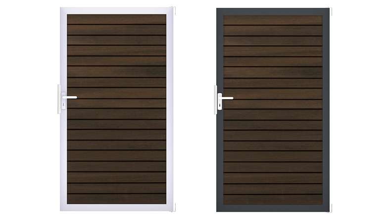 planeo Gardence Trendy - BPC-Rhombus Universaltor - Walnuss co-extrudiert mit Alurahmen 100 x 180 4 cm