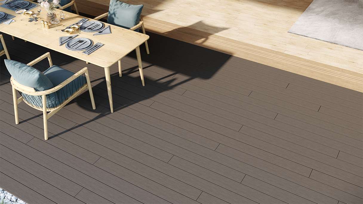 planeo LightWood WPC-Terrasse Komplett-Set Hohlkammerdiele 4.2m (5.04m²) - Hellgrau gerillt/genutet