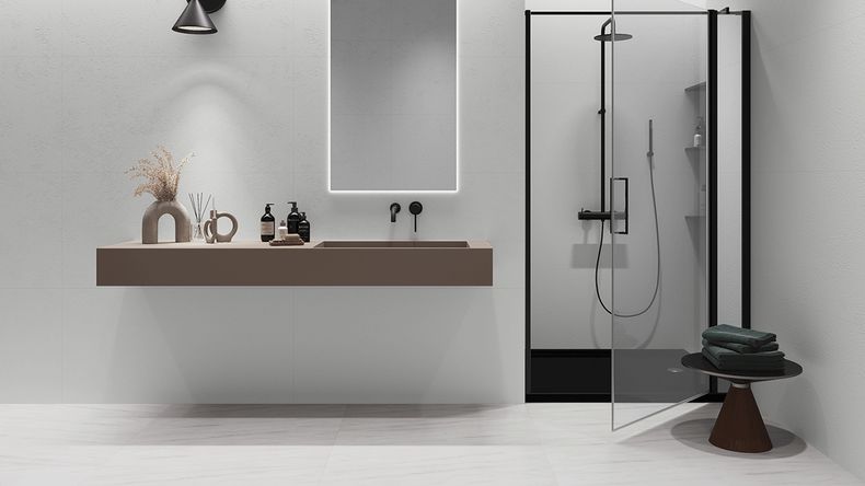 planeo Wandverkleidung SPC - CeraRock Tile Concrete White XL 280 x 117,5 cm
