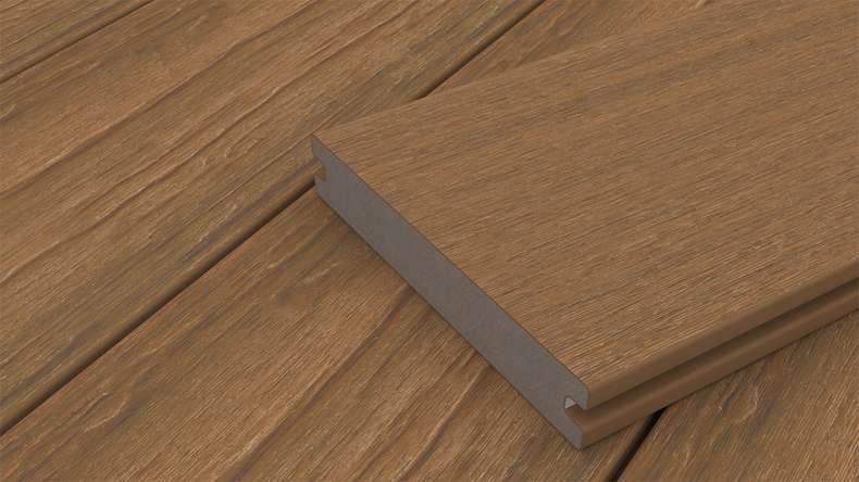 planeo ANTIKWoodline - WPC CoEx ummantelte Terrassendiele Massivdiele - Burma Teak 3m - rustikal/glatt gebürstet