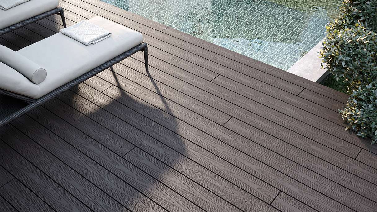 planeo CoEXWood WPC-Terrasse Komplett-Set Massivdiele 4.2m (49.39m²) - Hellbraun/Dunkelbraun strukturiert