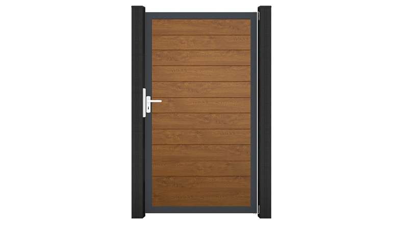 planeo Gardence Simply Small - PVC-Universaltor Golden Oak mit Alu-Rahmen 100 x 180 cm