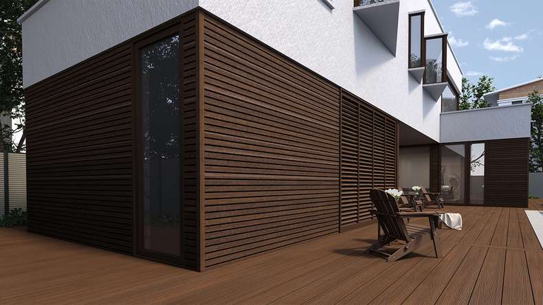 planeo LINEA Slim - WPC CoEx Fassadenverkleidung Ipe Braun 2900 x 215 mm