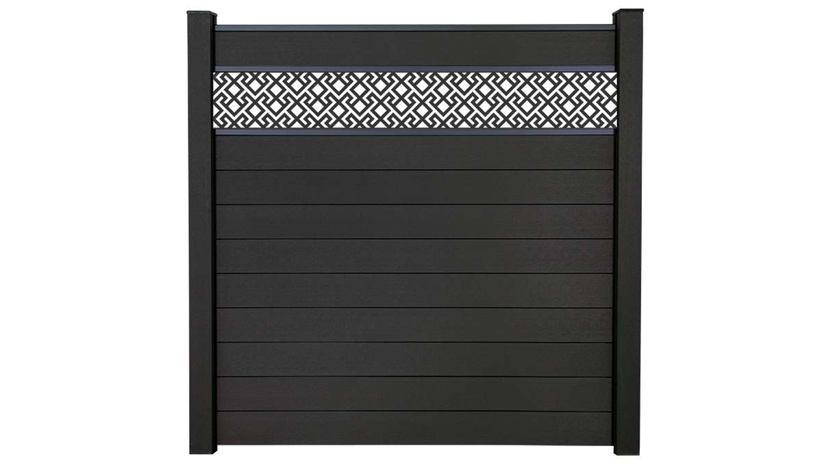 planeo Gardence Strong - BPC-Steckzaun Abstract Anthrazitgrau 180 x 180 cm