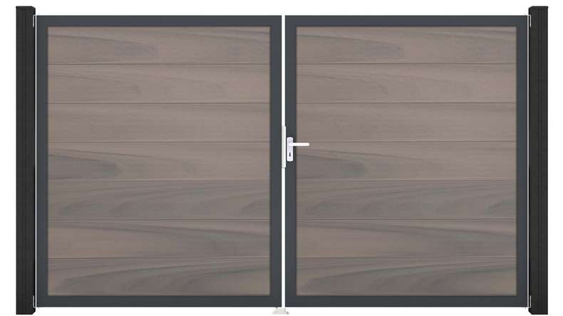 planeo Gardence Strong XL - BPC-Tor - DIN Rechts 2-flügelig Bi-Color co-ex mit Anthrazit-Alurahmen 