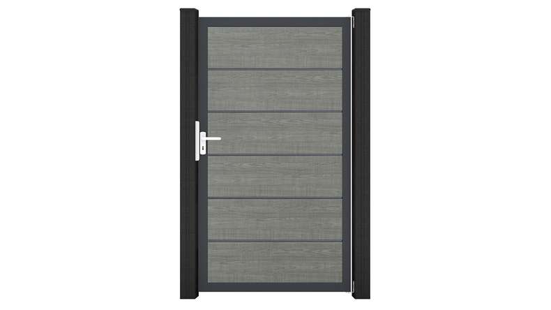 planeo Gardence Simply Premium - PVC-Universaltor Grey Ash Cut mit Alu-Rahmen in Anthrazit | DB703 100 x 180 cm