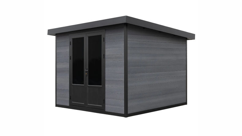 planeo WPC CoEx Pultdach Gartenhaus M - Anthrazit 280 x 280 cm