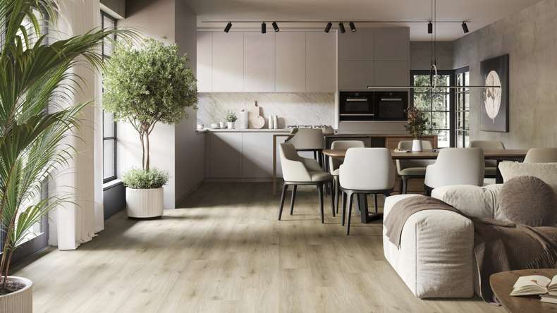planeo Rigid Klick Vinyl - SolutionX 2in1 Eiche Creme | Trittschalldämmung integr. (ECF-0097)