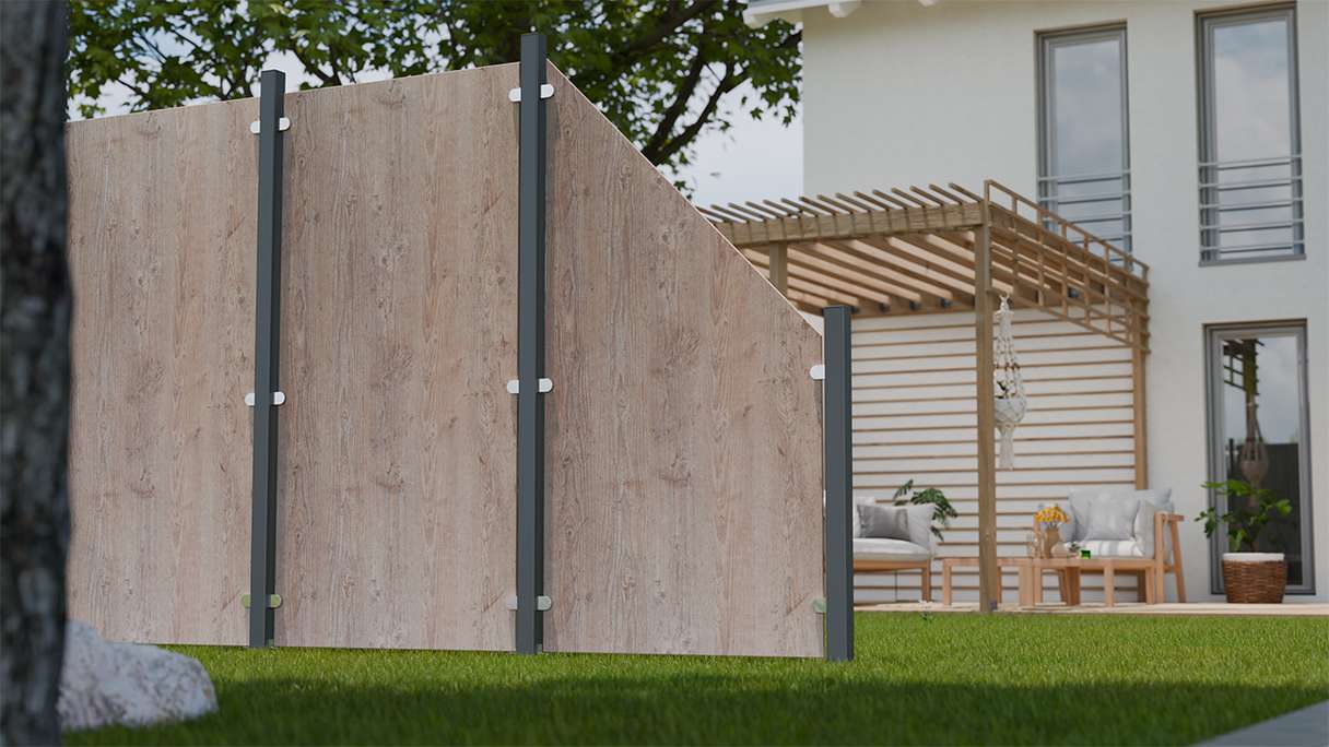 planeo Gardence Resistant - HPL-Sichtschutzzaun Hochkant - Holzoptik 90 x 180cm