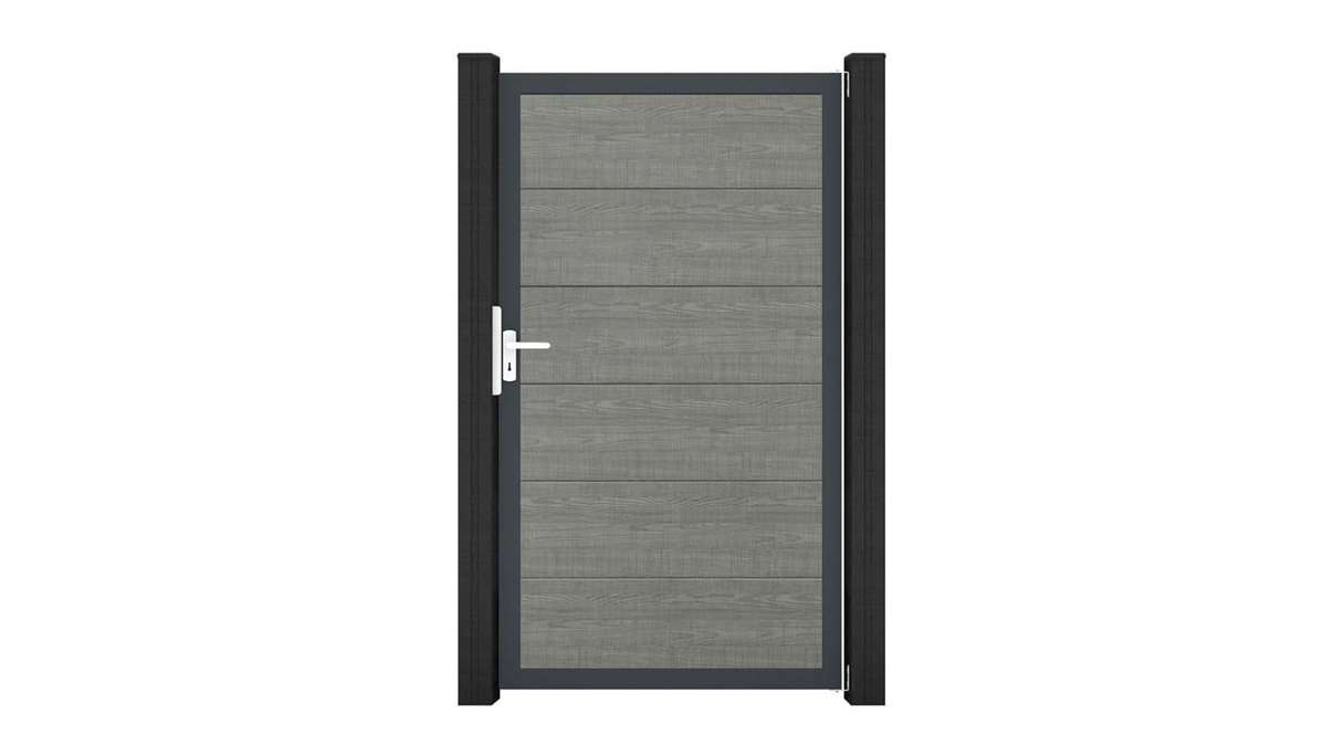 planeo Gardence Simply - PVC-Universaltor Grey Ash Cut mit Alu-Rahmen 100 x 180 cm
