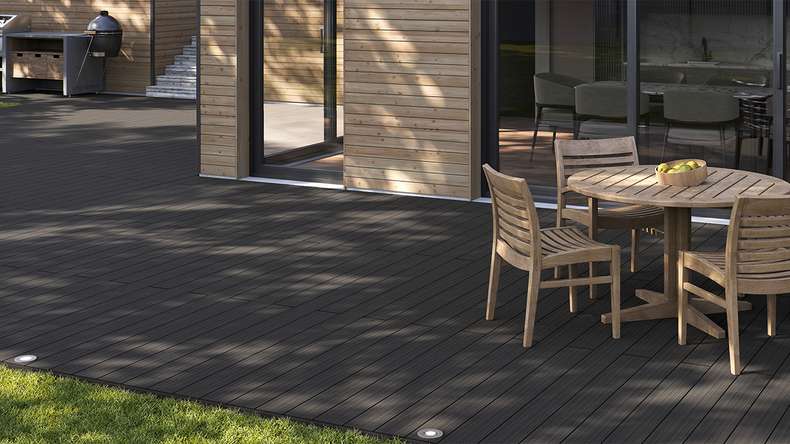 planeo AntikWood WPC Terrassendiele Massiv - Anthrazitgrau 3.6m antik gealtert