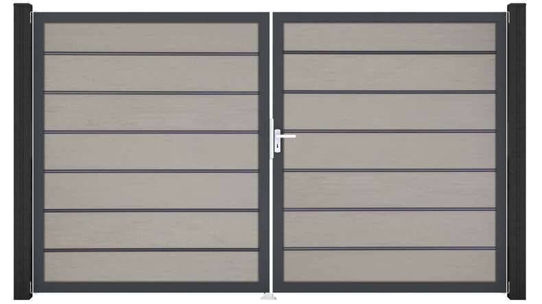 planeo Gardence Deluxe - BPC-Tor - 2-flügelig Bi-Color Sand mit Alurahmen 