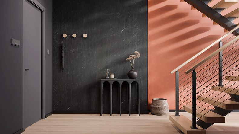 planeo Wandverkleidung SPC - CeraRock Tile Stripes Black Slate XL 280 x 117,5 cm