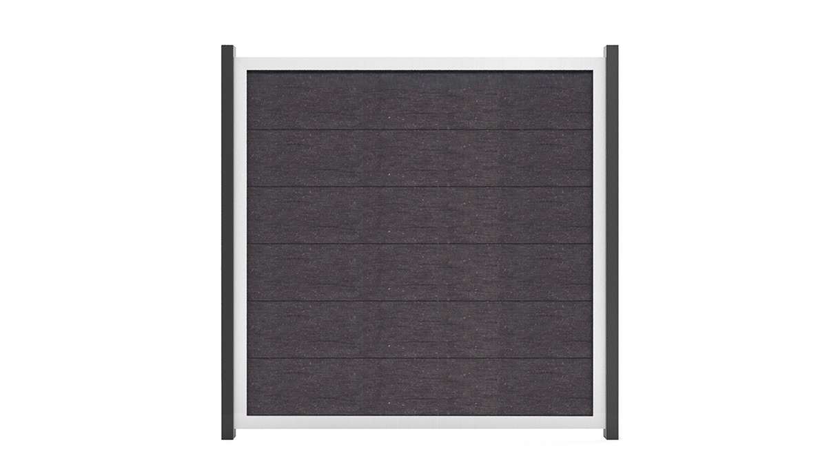planeo Gardence Guard - BPC-Gartenzaun Quadratisch Anthrazitgrau mit Alu-Rahmen in Silber