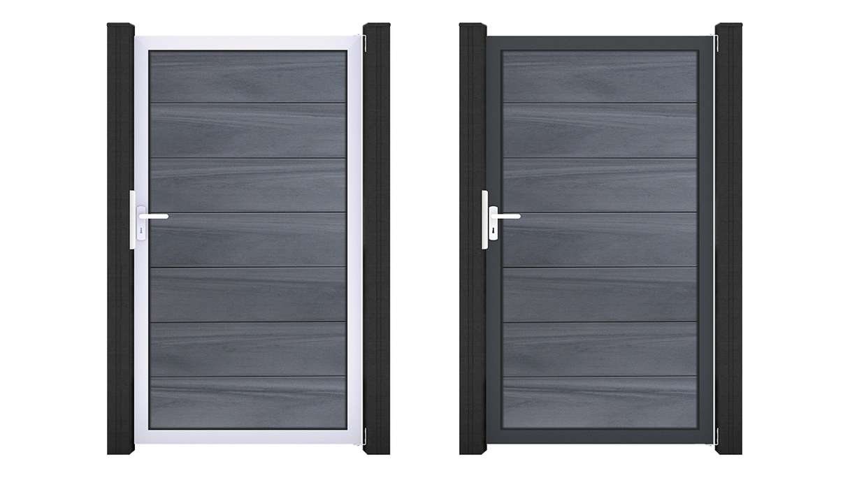 planeo Gardence Strong XL - BPC-Universaltor Steingrau co-ex mit Alurahmen 100 x 180 x 4 cm
