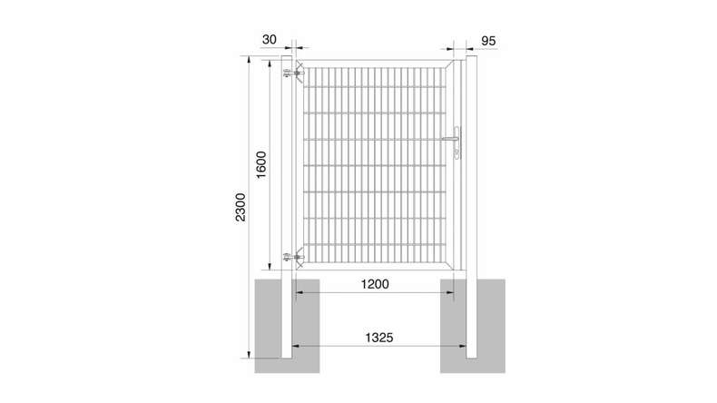 planeo Universaltor schwer 1-flg. Feuerverzinkt H 1600 x B 1325 mm inkl. Torpfosten