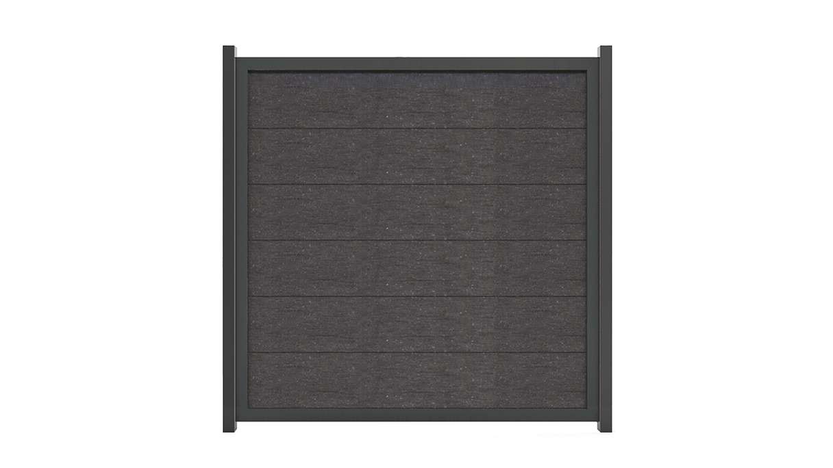planeo Gardence Guard - BPC-Gartenzaun Quadratisch Anthrazitgrau mit Alu-Rahmen in Anthrazit