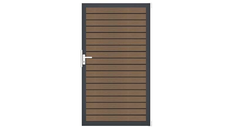 planeo Gardence Trendy - BPC-Rhombus Universaltor - Teak co-extrudiert mit Anthrazit Alu-Rahmen | DB703