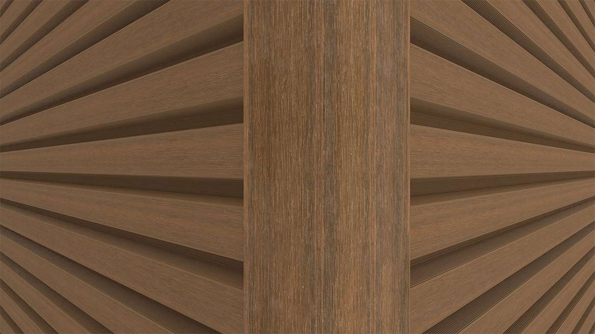 planeo LINEA - Alu CoEx Außeneckprofil Burma Teak 3000 x 66 x 66 mm