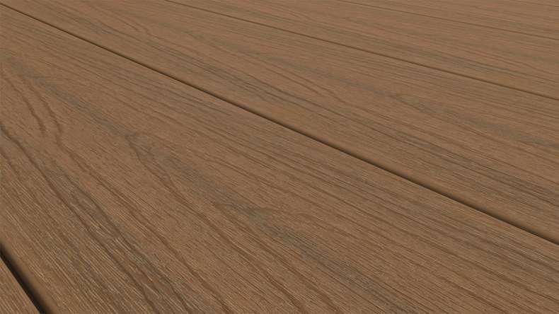 planeo MAXLine Nature - 3m WPC CoEx ummantelte XL Terrassendiele Verbundprofil leicht - Burma Teak strukturiert/glatt gebürstet