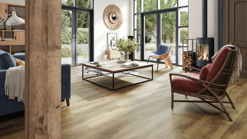 planeo Rigid Klick Vinyl - SolutionX 2in1 Eiche Dunkelbraun | Trittschalldämmung integr. (ECF-0080)