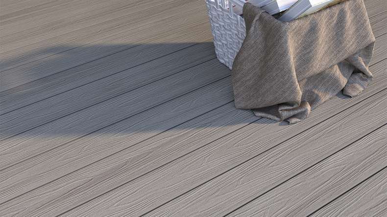 planeo WOODLine Nature - 3m WPC CoEx ummantelte Terrassendiele Verbundprofil leicht - Hellgrau strukturiert/glatt gebürstet