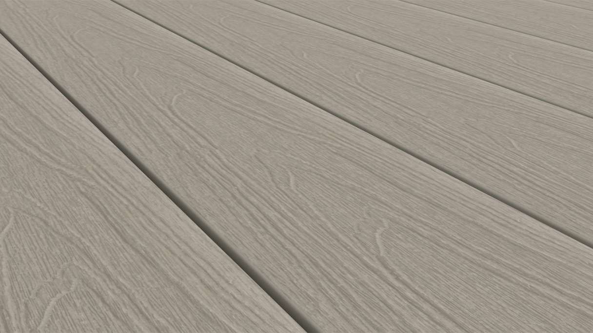 planeo WOODLine Nature - 3m WPC CoEx ummantelte Terrassendiele Verbundprofil leicht - Hellgrau strukturiert/glatt gebürstet