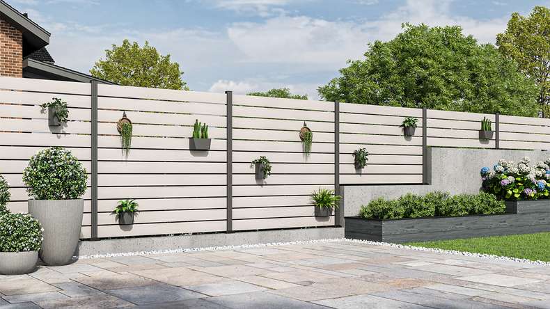 planeo Vario - WPC coEX Steckzaun Quadratisch Beige 177 x 180 cm